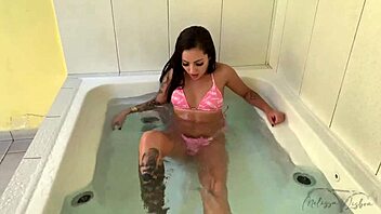 i show off in tub letting black stud's hard cock deepthroat cum down throat!