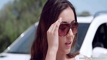 Blonde Milf and Shemale Passionately Kiss and Lick Each Other