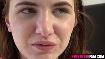 Spying on unaware brunette teen's shaved fuck