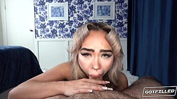 luna luxe spreads shaved pussy for bareback creampie pounding