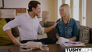 Hey, Tushy babysitter earns big tips hustling anal in stockings and heels