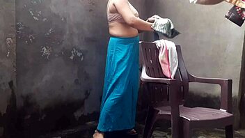 Wife bathes relaxed in sunny outdoor garden yard