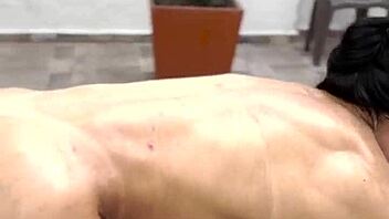 muscular milf strips nude for intense outdoor bodybuilder workout