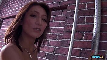 high stockings tease her legs as small sensitive tits awaken fully