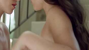 Blonde Milf and Shemale Passionately Kiss and Lick Each Other