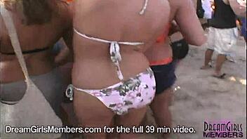 Bikinis flash big boobs and pussies at Texas beach party 😘