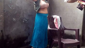 Wife bathes relaxed in sunny outdoor garden yard