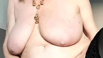 Busty Milf Stockings Shaved Pussy Closeup Masturbation With Natural Big Tits Tease