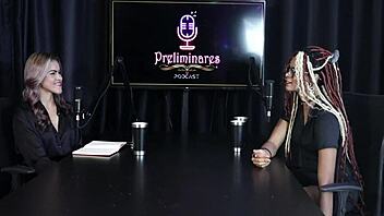 Naomi Campos dominates shaved pussy lovers in sheer red lingerie swingers scene