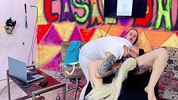 brazilian babe tattoos pussy then bangs artists in sheer studio wild