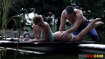 Curvy Emily Thorne bends over for outdoor doggystyle pounding