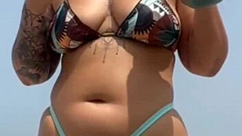 Muscular African Beach Hunk Oils Swollen Young Pussy Lips