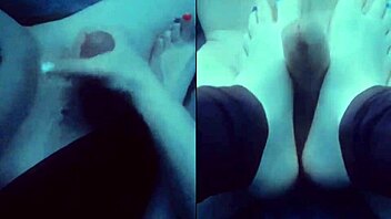 Barefoot goddess strokes cock with soft hands tiny feet