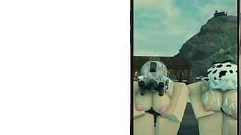 Roblox cute military cowgirl shakes big tits sexy!