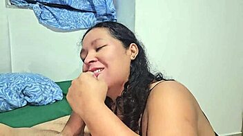 Bold latina wife rides huge cock as cuck films her moaning cum swallow