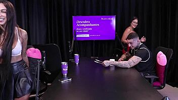 two brunettes strip him teasing post-filming oral tips kylian red 😈👅