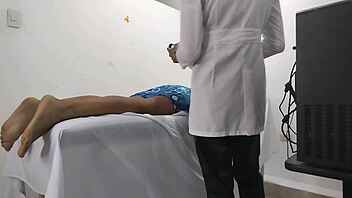 doctor plans massage for latina patient but she turns whore and sets him up for hardcore fuck