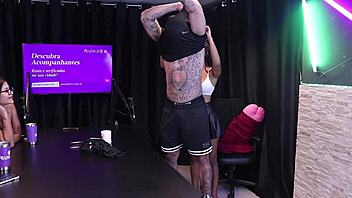 two brunettes strip him teasing post-filming oral tips kylian red 😈👅