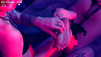 redhead femdom forces brunette slave into small feet tickling submission