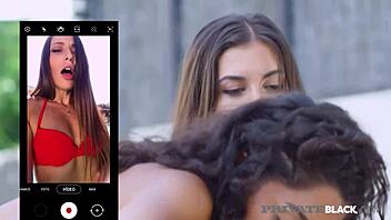 Anya Krey and Scarlett Devour First Massive Black Cocks Beachside