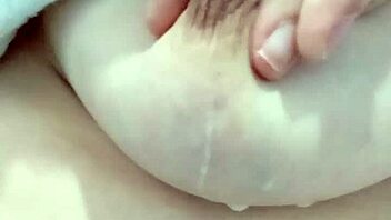italian milf squirts hot milk from her huge hard tits