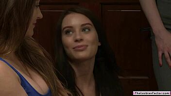 Blonde lesbian babe fingers her BFF's shaved pussy deep