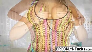 brooklyn babe begs for jizz all over her massive tits now