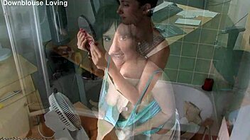 peeking downblouses on busty blonde and brunette models