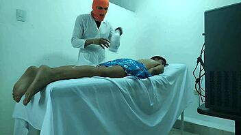 doctor plans massage for latina patient but she turns whore and sets him up for hardcore fuck