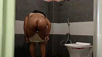 My desi bhabhi showers fingers big tits in bathroom solo