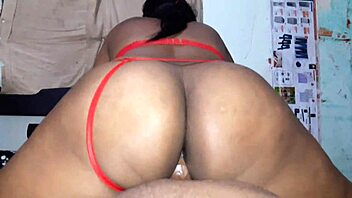 perfect latina ass bounces on cock in red panties