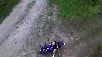 i spied this hot latina redhead's big tits flashing in public outdoors