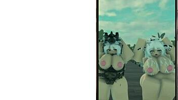 Roblox cute military cowgirl shakes big tits sexy!