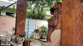 Thrilling Backstage Bikini Shoot with Flexible Latina Gymnast