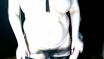 curvy russian milf perky tits masturbate in chair