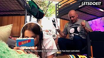 gamer girl stella flex gets pussy licked fucked by horny roommate