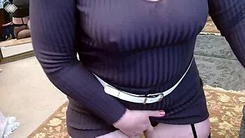 dawnskye1962 teases dirty in fishnets heels before mirrors