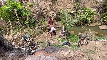 chubby bbw couple enjoys outdoor forest ass worship and titty fucking