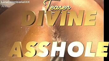 divine shaved asshole stretched wide for anal creampie