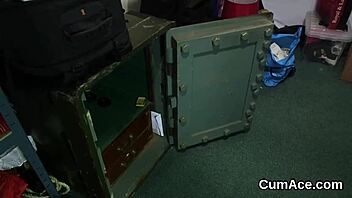 nasty bombshell gulps bukkake facial jizz load