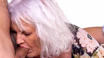 mature wife seduces young waiter on desk ignoring old husband