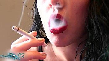 Matte Red Lipstick Smoking Brunette Milf Housewife Fetish