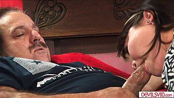 hairy asian milf gets licked out then fucked hard by old man