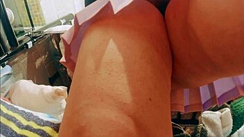 pink skirt student big ass loves voyeur eyes