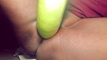 village chick... um, fucks herself deep with bottle gourd cumshot pov