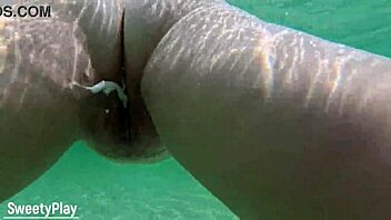Creampie slut swims underwater with juicy fat pussy
