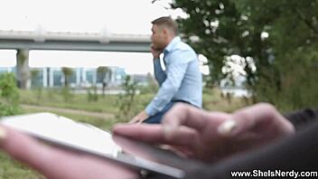 nerdy redhead mary solaris rides cock in hot surprise fuck