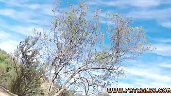 latina teen babe takes anal threesome from cops outdoors