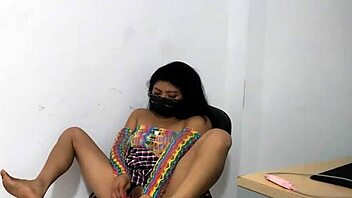 curvy latina rides pink dildo deep in her pretty pussy on cam