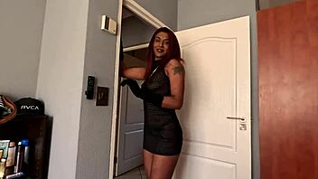 im jerkin off nice fat white cock in satin gloves til he cums